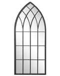 Pikkukuva 1 / 5: Seinäpeili musta metalli lasi 50 x 115 cm ikkunan muotoinen koukuilla retro perinteinen tyyli