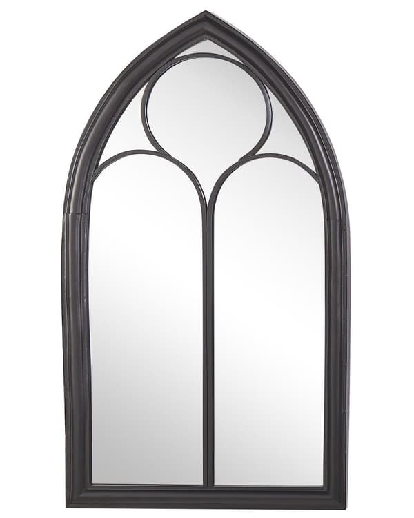 Hängande Väggspegel Svart 62 x 113 cm Fönster Form Metallram Vintage