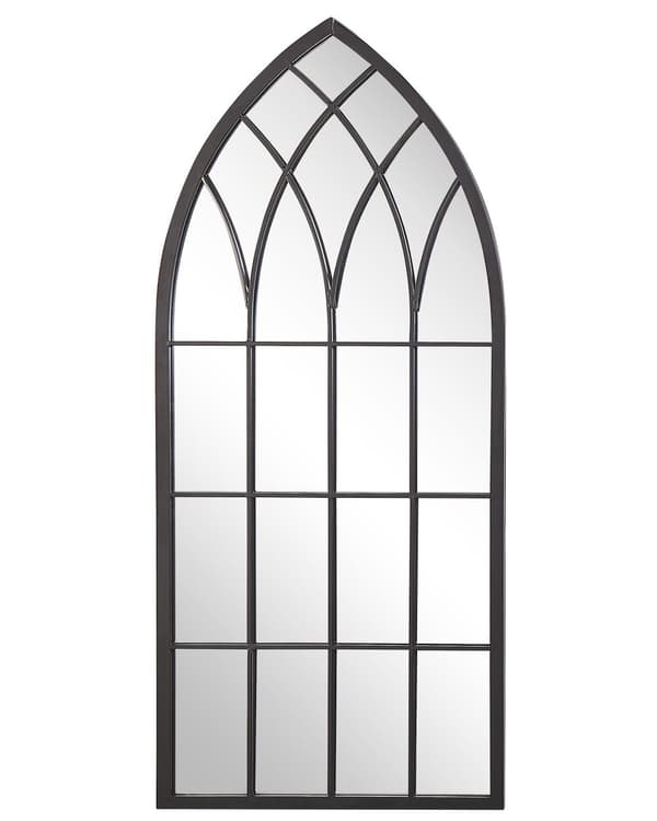 Hängande Väggspegel Svart 50 x 115 cm Fönster Form Metallram Vintage