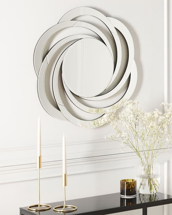 Väggspegel Silver Glas MDF Cyklon Blom Formad Solstråle Modern Vardagsrum Sovrum