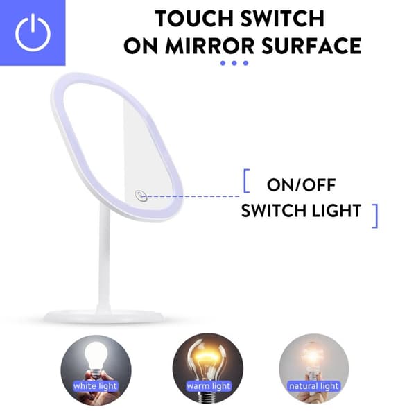 180° rotation Makeup Mirror LED 3-färgs pekskärmsbrytare USB Uppladdningsbar kosmetisk sminklampa
