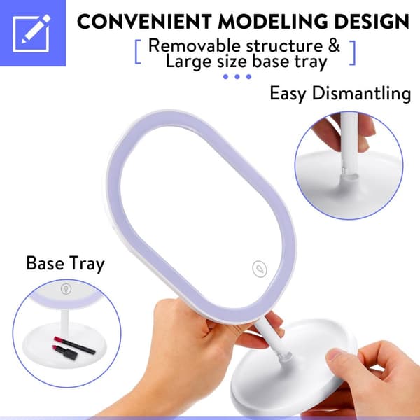 180° rotation Makeup Mirror LED 3-färgs pekskärmsbrytare USB Uppladdningsbar kosmetisk sminklampa