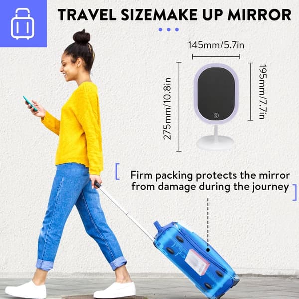 180° rotation Makeup Mirror LED 3-färgs pekskärmsbrytare USB Uppladdningsbar kosmetisk sminklampa