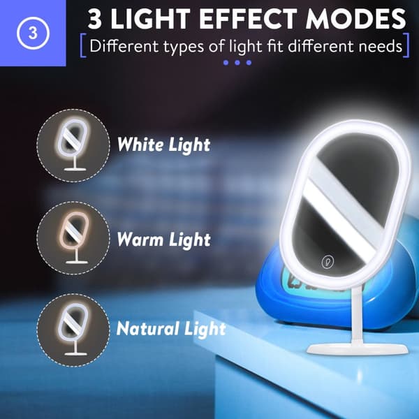 180° rotation Makeup Mirror LED 3-färgs pekskärmsbrytare USB Uppladdningsbar kosmetisk sminklampa