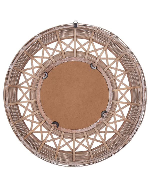 Seinäpeili vaaleanruskea bambu 62 cm käsintehty kehys boho tyyli