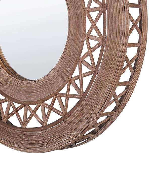 Seinäpeili vaaleanruskea bambu 62 cm käsintehty kehys boho tyyli