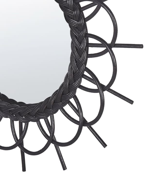 Väggspegel Svart Rotting Ram 60 cm Modern Solstråle Design Hängande Vardagsrum Dekoration