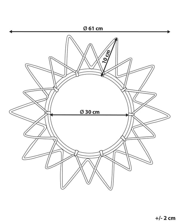 Väggspegel Naturlig Rotting Ram 61 cm Modern Solstråle Design Hängande Vardagsrum Dekoration