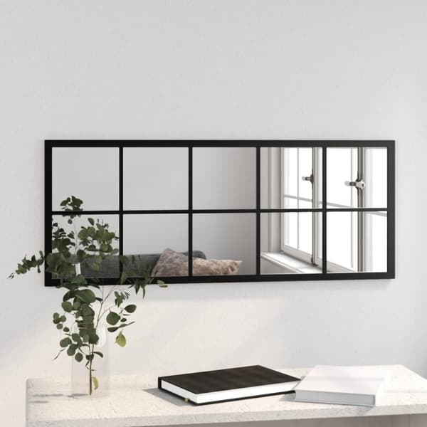 vidaXL vægspejl 100x40 cm metal sort