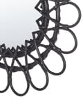 Miniatyrbillede 5 af 5: Vægspejl Sort Rattan ø 60 cm Rundt Lille Blomst Mønster Design med Ophæng til Dør Stue Soveværelse Entré Boho Skandinavisk Tilbehør