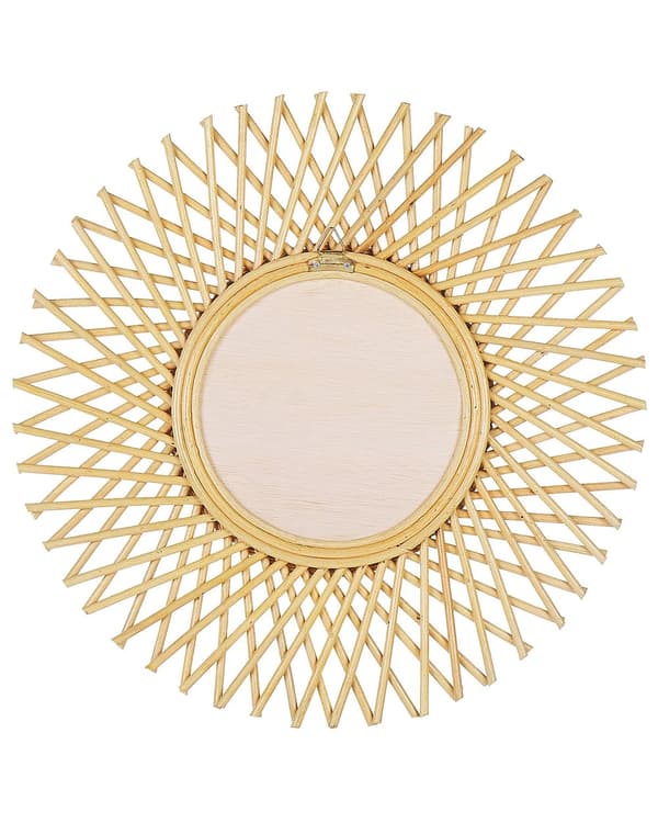 Vægspejl i Beige Farve ø 60 cm Rattan