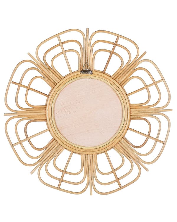 Vægspejl i Beige Farve ø 60 cm Rattan