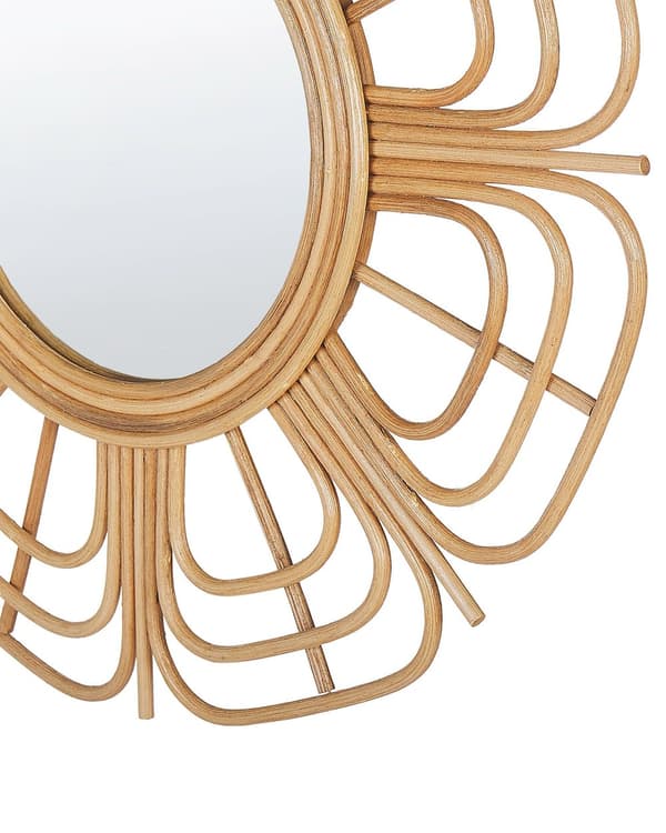 Vægspejl i Beige Farve ø 60 cm Rattan