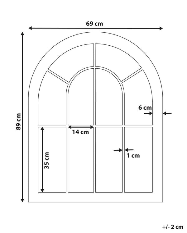 Vægspejl Sort Metalramme 69 x 89 cm Malet Traditionel