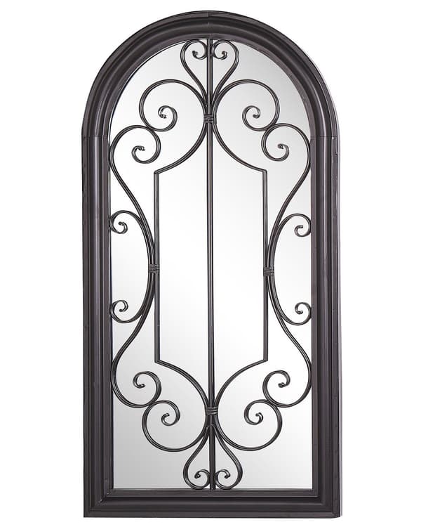 Vægspejl Sort Metal og Glas 49 x 97 cm Dekorativ Aflangt Vindue Specktrum Bord Spejl Metalramme Venetiansk Vintage Klassisk Newyorker Design