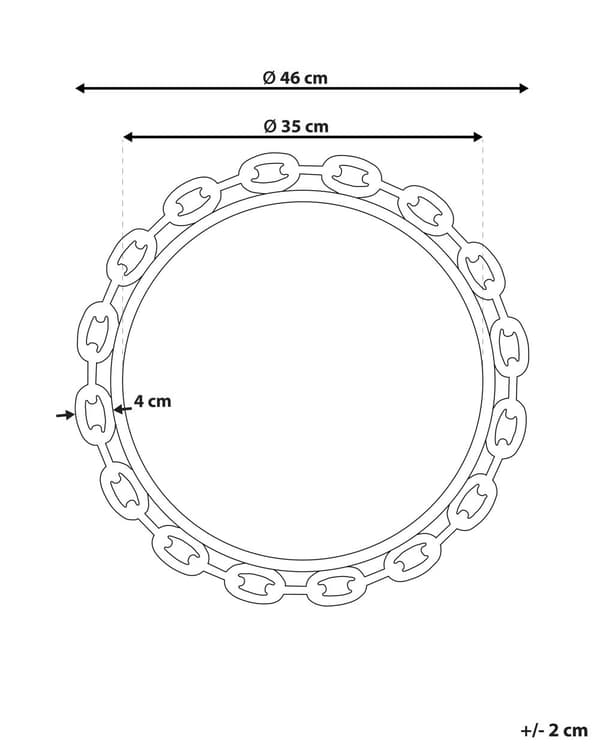 Vægspejl Brun malet Syntetisk Materiale med glas ø 46 cm Kædeformet Ramme Moderne Design til stue og værelsesindretninger