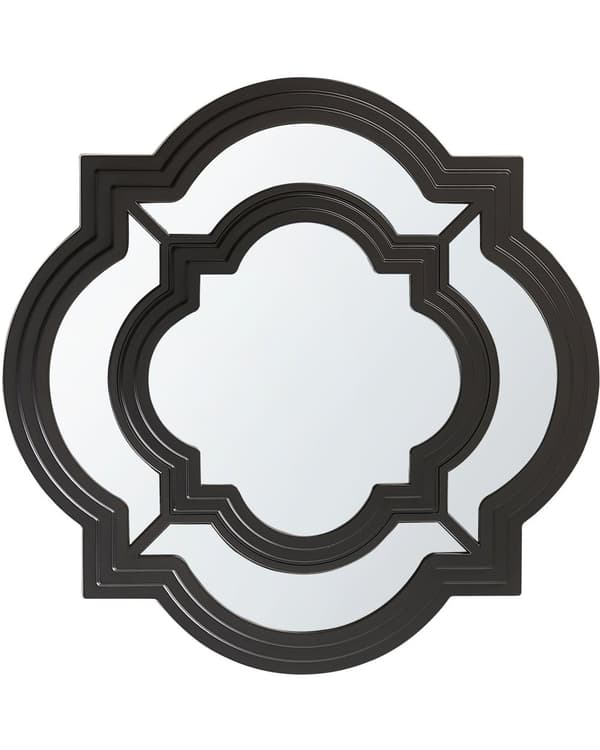 Hængende Vægspejl Sort Syntetisk Materiale Glas 51 cm Uregelmæssig Ramme Boligindretning Design Dekoration til Stue