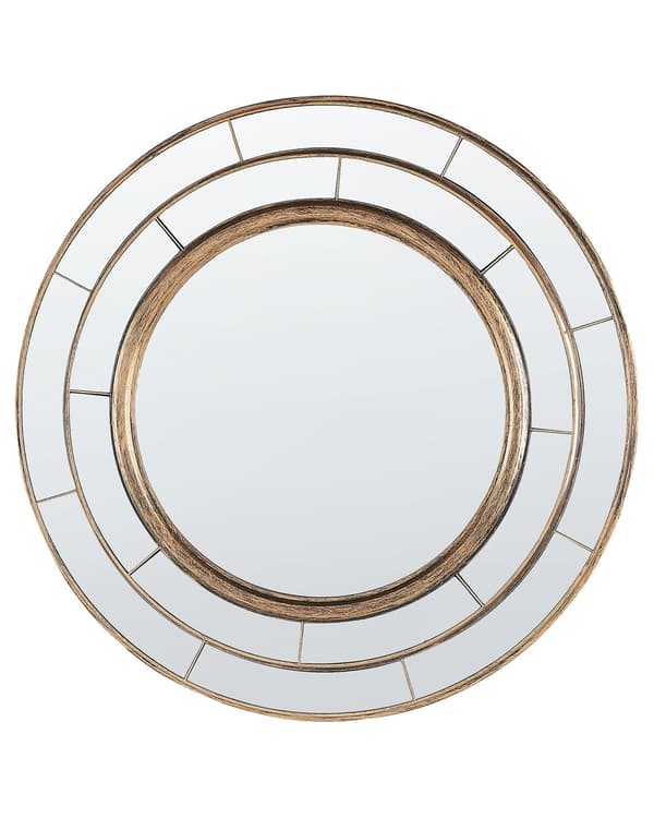 Vægspejl Guld Rund Stel Syntetisk Materiale ø 40 cm Moderne Design Stue Indretning