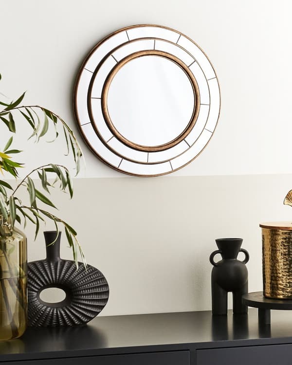 Väggspegel Guld Rund ram Syntetiskt material ø 40 cm Modern Design Vardagsrumsinredning