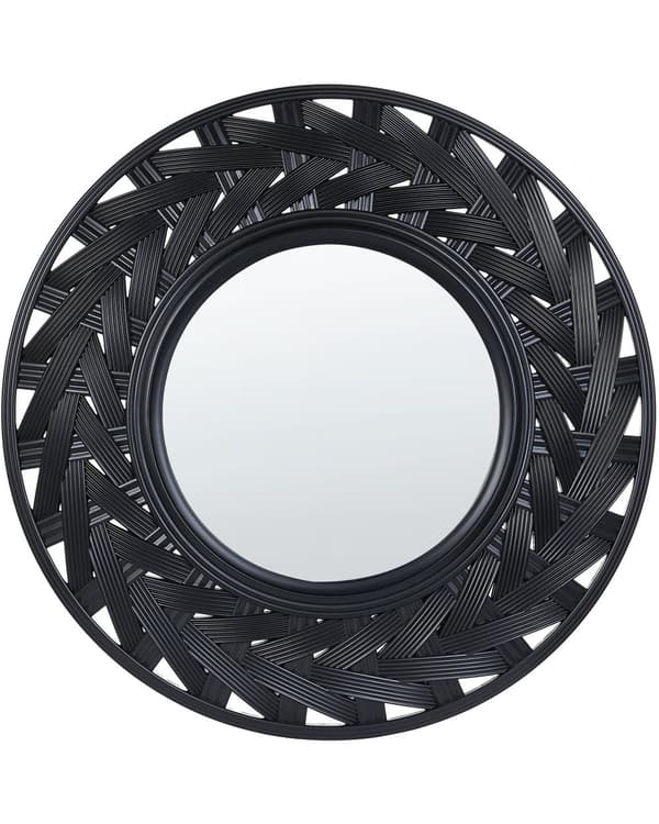 Väggspegel Svart Syntetiskt material ø 60 cm Stor ram Modern Design Vardagsrum