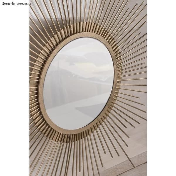 Spegel - Sol - 32 cm - Rund - Beige - Att hänga - DIY i trä
