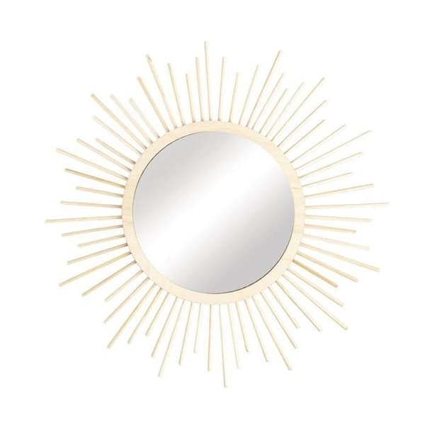 Spegel - Sol - 32 cm - Rund - Beige - Att hänga - DIY i trä