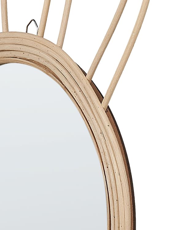 Vægspejl Natur Rattan Poppeltræ ø 26 x 45 cm Rund Væghængt Lille Børnespejl Kaninører Moderne Skandinavisk Soveværelse Tilbehør Inspiration