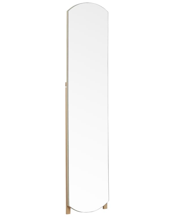 Stående spejl Lys træglas MDF 50 x 150 cm med hyldestativ Dekorativ ramme Moderne Design