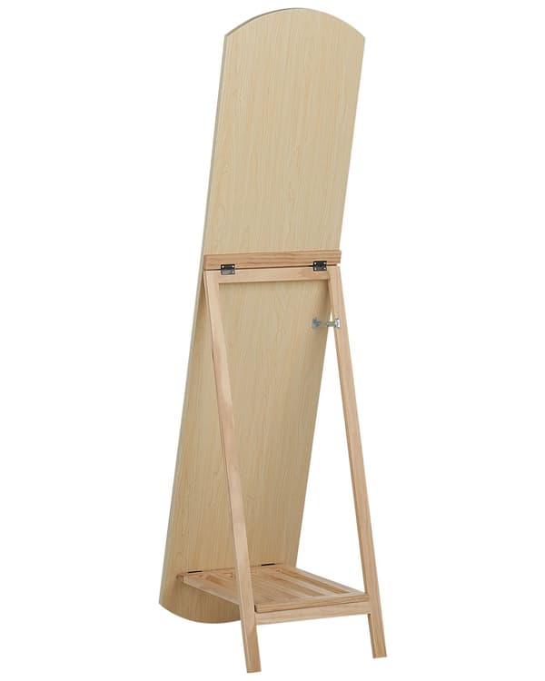 Stående spejl Lys træglas MDF 50 x 150 cm med hyldestativ Dekorativ ramme Moderne Design