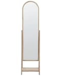 Pikkukuva 4 / 8: Seisova peili vaalea puu 39 x 170 x 57 cm puu MDF-levy lasi hylly ovaali skandinaavinen
