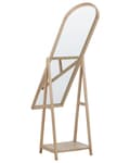 Pikkukuva 6 / 8: Seisova peili vaalea puu 39 x 170 x 57 cm puu MDF-levy lasi hylly ovaali skandinaavinen