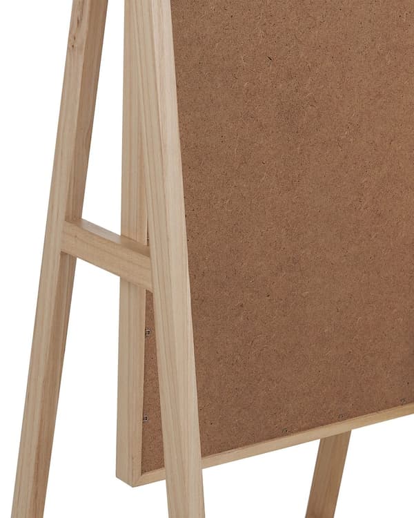 Seisova peili vaalea puu 39 x 170 x 57 cm puu MDF-levy lasi hylly ovaali skandinaavinen