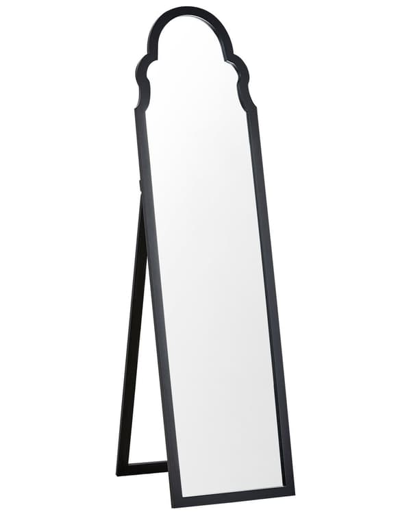 Stående Spegel Svart MDF Glas 40 x 150 cm med Ställning Dekorativ Ram Modern Design