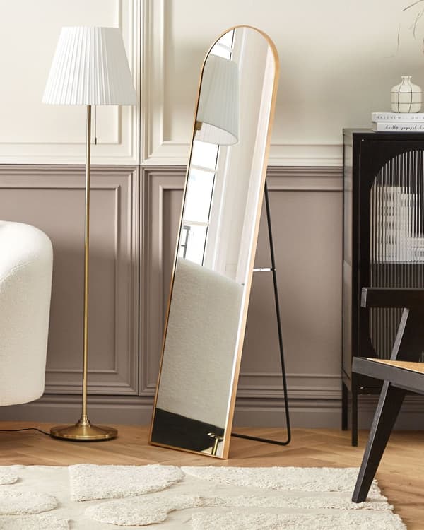 Stående Spegel Guld Metallram 36 x 150 cm med Ställning Modern Design Inramad Helkropp