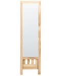 Miniatyrbild 4 av 7: Stående Spegel Ljus Träram 40 x 145 cm med Hylla Modern Design Inramad Helkropp