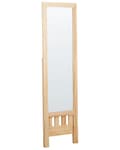 Miniatyrbild 5 av 7: Stående Spegel Ljus Träram 40 x 145 cm med Hylla Modern Design Inramad Helkropp
