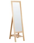 Miniatyrbild 1 av 7: Stående Spegel Ljus Träram 40 x 145 cm med Hylla Modern Design Inramad Helkropp