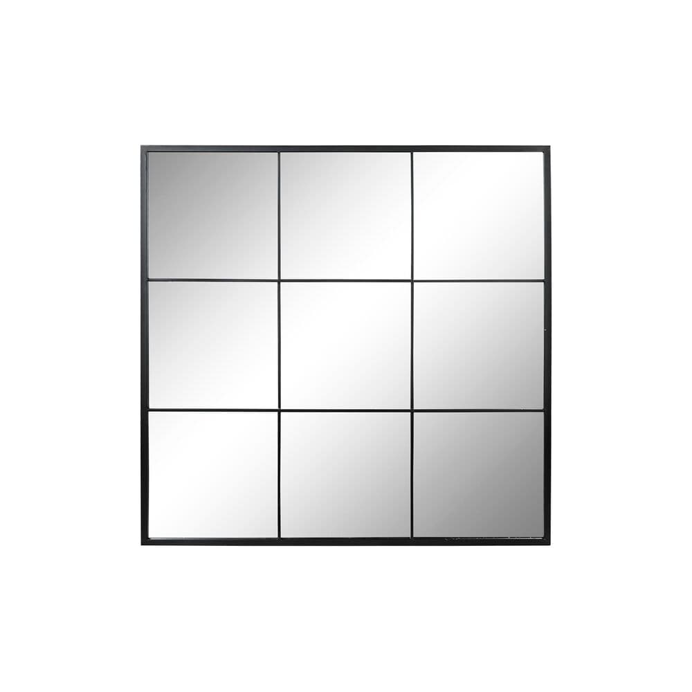Väggspegel DKD Home Decor Glas Svart Fönster Järn (90 x 2 x 90 cm)