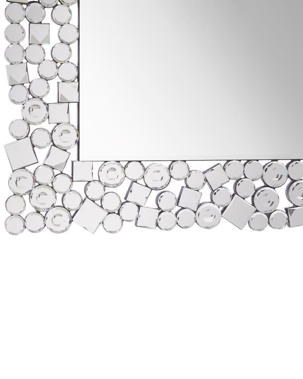 Veggspeil Sølv 60 x 90 cm Rektangulær form Dekorativ ramme Glamorøst design Soverom Stue Dekorasjon Speil