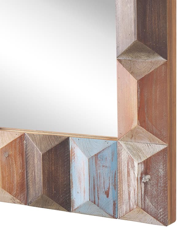 Veggspeil Flerfarget Ramme i Massivt Tre Rektangulært 63 x 90 cm Håndlaget Boho Moderne