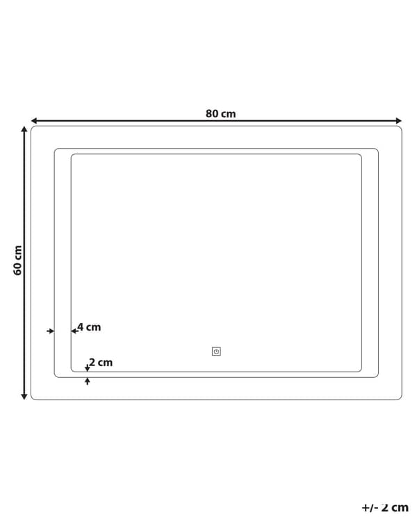 Veggspeil med LED Sølv 60 x 80 cm Rektangulært Belyst Antitåke-system