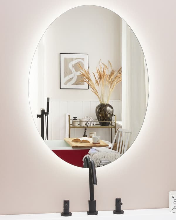 Veggspeil med LED Silver Oval 60 x 80 cm Rektangulært, belyst anti-tåkesystem
