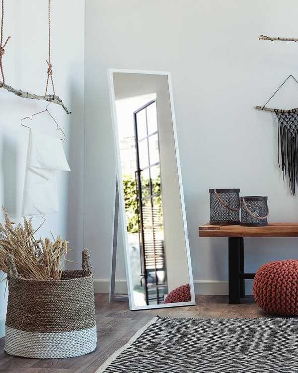 Gulvspeil hvit ramme 40 x 140 cm moderne