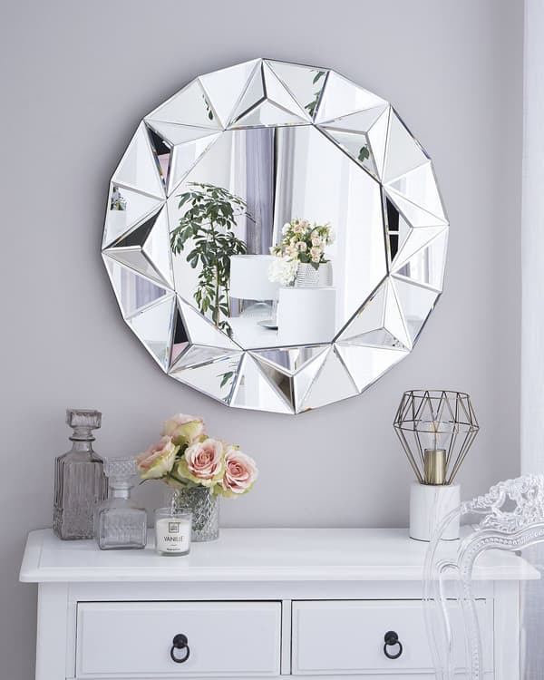Veggspeil Sølv Rundt ø 70 cm Geometrisk ramme Blank finish