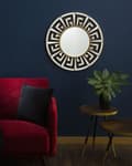 Miniatyrbilde 4 av 6: Vegghengende speil Gull 70 cm rund dekorativ ramme Geometrisk stammeinspirert glansfinish