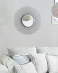 Miniatyrbilde 4 av 7: Vegghengende Speil Sølv 80 cm Rund Solform Glamorøs Moderne Design