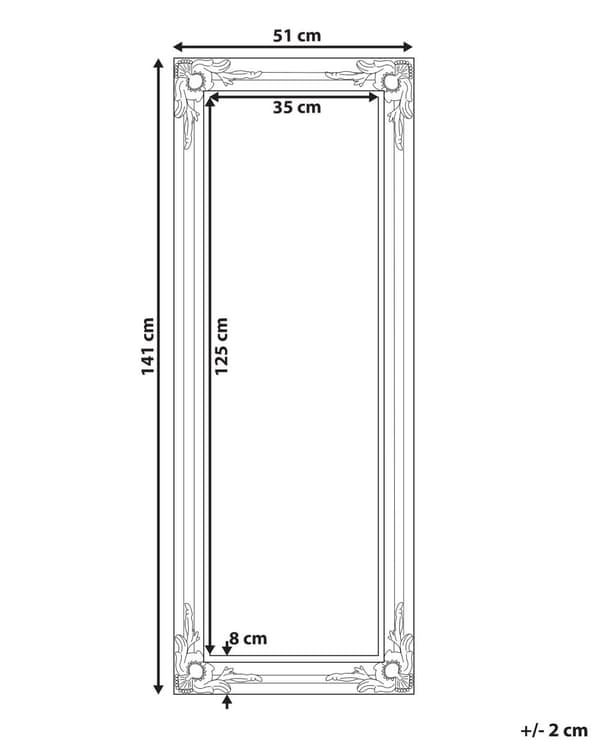Veggspeil Hvit 51 x 141 cm Syntetisk Dekorativ Ramme Stue Soverom Soverom Klassisk Fransk stil