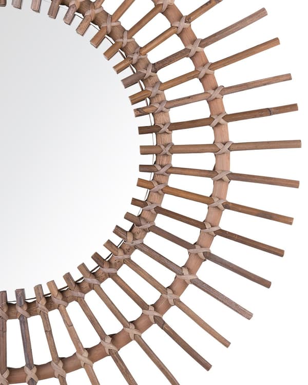 Veggspeil Sandbeige Rotting ø 76 cm Rund form Dekorativt Gang Boho-stil