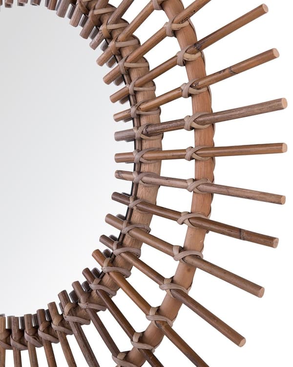 Veggspeil Sandbeige Rotting ø 76 cm Rund form Dekorativt Gang Boho-stil
