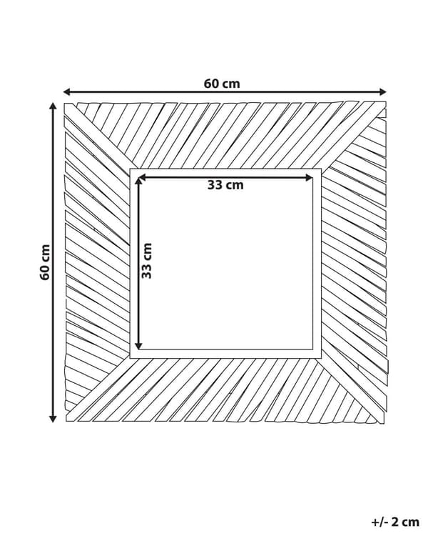 Veggspeil Lyst tre 61 x 61 cm Dekorativt Rustikk stil
